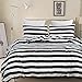 Vaulia Microfiber Duvet Cover Set, White and Black Stripe Pattern - King Size 3-Piece Set, 1 Duvet Cover 2 Pillow Shams