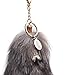 Huloo Silver Blue Fox Fur Tail Bag Pendant Car Key Footwear 15-18in Centimeters