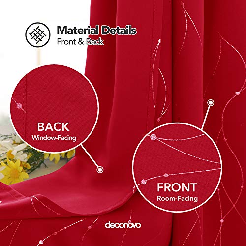 image for Deconovo Red Blackout Curtains and Drapes Wave Line with Dots Printed 