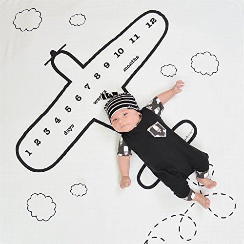 Kiddo Kind Baby Milestone Blanket – 40ⅹ40 inch - Lots of Floral Designs to Choose- Makes Unique Photo Props for Babies - Monthly Photography Background Prop – 2 Free Gift – Hope You Like It (Airplane)