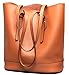 Covelin Women's Handbag Genuine Leather Tote Shoulder Bucket Bags Middle Capacity Brown