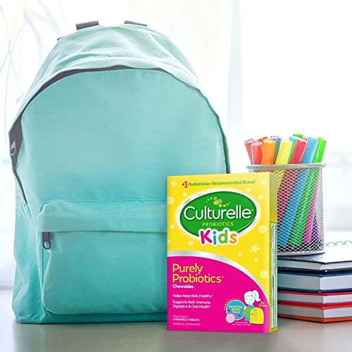 CULTURELLE KIDS CHEWABLE DAILY PROBIOTIC FOR KIDS, AGES 3+, 30 COUNT, #1 PEDIATRICIAN-RECOMMENDED BRAND, NATURAL BERRY FLAVORED DAILY PROBIOTICS FOR DIGESTIVE HEALTH, ORAL CARE & IMMUNE SUPPORT
