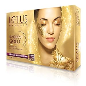 Lotus Herbals Radiant Gold Cellular Glow Facial Kit, 37g x 4 = 148g