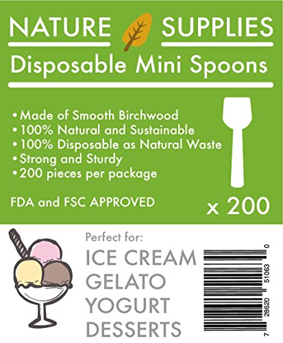 Mini Wooden Spoons 3.7 inches set 200pc Eco Friendly Biodegredable Compostable ideal for Sugar Scrubs Gelato Ice Cream Desserts - Go GREEN! - Thumbnail 7