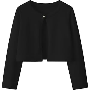 Yekaty Girls Cardigan Cropped Long Sleeve Button Knit Sweater Bolero Shrug