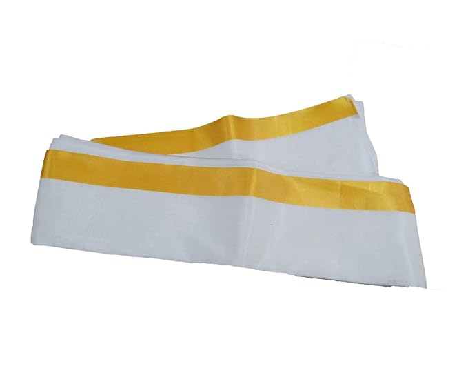 Men's Synthetic Onam Angavastram (White, Free Size)