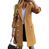 Mywinway Wool Coats for Women Fall Winter Double Breasted Peacoat Long Jackets Midi Trendy Work Office Trench Coat