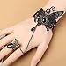 QTMY Black Butterfly Lace Ring Adjustable Bracelet Jewelry Set for Women Girl