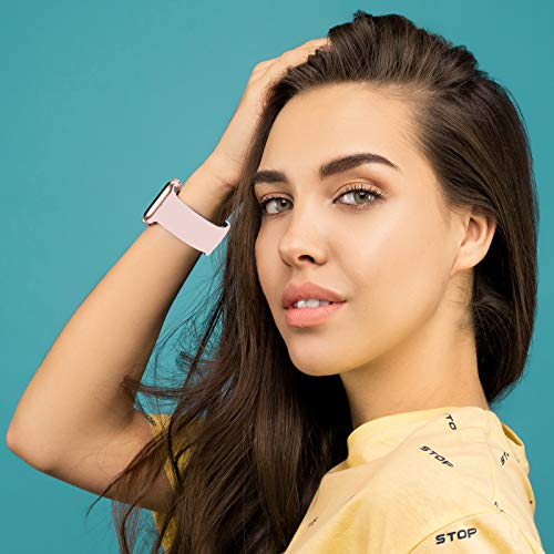 Slim Silicone Sport Bands Compatible with Apple Watch Band 38mm 40mm 42mm 44mm,Replacement Strap Wristband for iWatch Series 6/5/4/3/2/1 Women & Men (1 Pack-Pink Sand, 38mm 40mm)