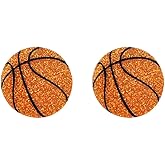 Hypoallergenic Glitter Basketball Acrylic Small Stud Earrings for Women Men Cartilage Cute Simple Shiny Sports Tiny Mini Studs Stainelsss Steel Post Fashion Jewelry