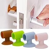 Kxtffeect 4Pcs Silicone Sucker Type Anti Collision Stop Stick Door Handle Crash Pad Wall Protectors, After the Door Mute Anti Collision stickers(Random Color)