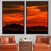 2 Piece Framed Canvas Wall Art Sunset in The Mountains Canvas Prints Home Artwork Decoration for Living Room,Bedroom - 16