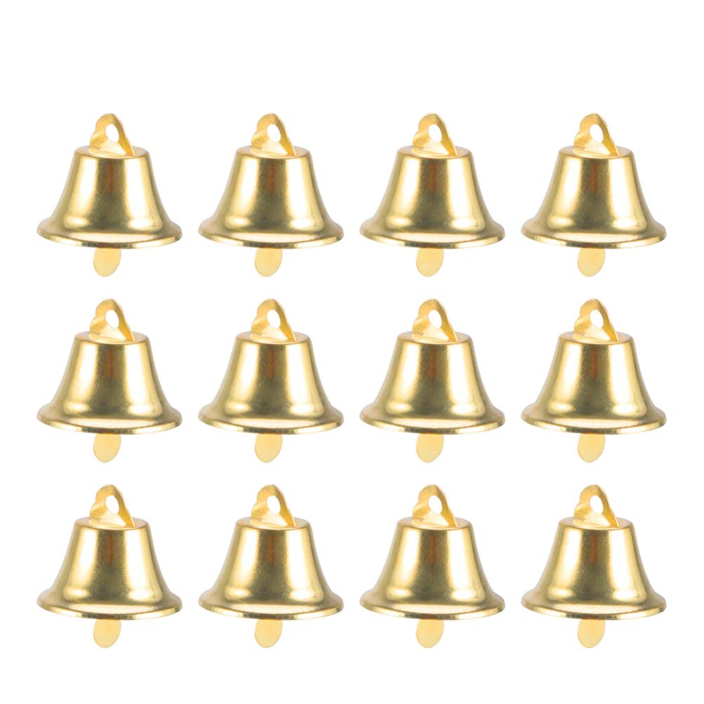 Amosfun 100Pcs Craft Bells Jingle Bells Christmas Mini Hanging DIY Gold Hanging Wind Small for Crafts Christmas Tree Ornament