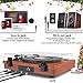 Turntable Vinyl Record Player Belt Driven with Built in Stereo Speaker, Eonsix Wireless Connection Vintage Style Turntable, Supports USB to MP3 Record with 3 Speed Play, Natural Woodthumb 4