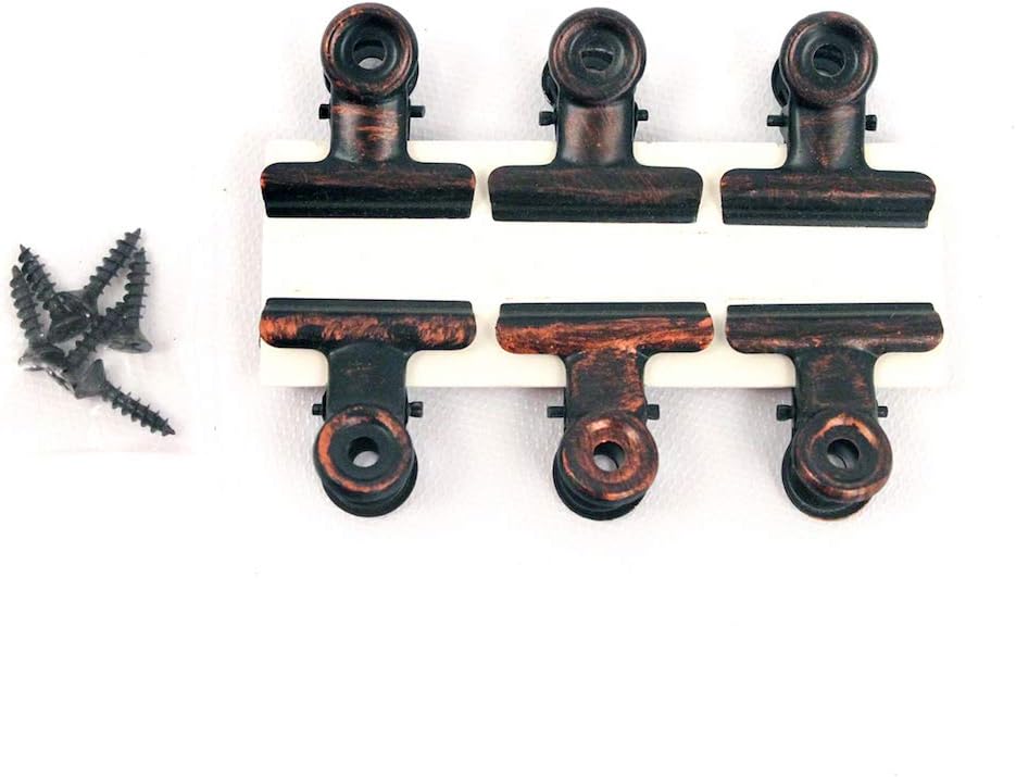 BarnwoodUSA Metal Hinge Clips, Bulldog Clips, Rustic Bronze Finish - Pack of 6, Screws Included