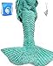 LAGHCAT Mermaid Tail Knit Crochet Blanket for Adult, Oversized Sleeping Blanket, Wave Pattern (Mint Green, 71