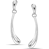 LeCalla 925 Sterling Silver Long Water Drop Earrings for Women | Classic Teardrop Earrings | Women's Waterdrop Dangle Stud Earrings 38MM