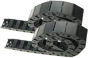 CREABYGIRLS 2Pcs R38 Internal Size 18mm x 37mm Black Plastic Flexible Nested Semi Closed Drag Chain Cable Wire Carrier with Connector 1M(39.4 inch) Length for CNC Machine