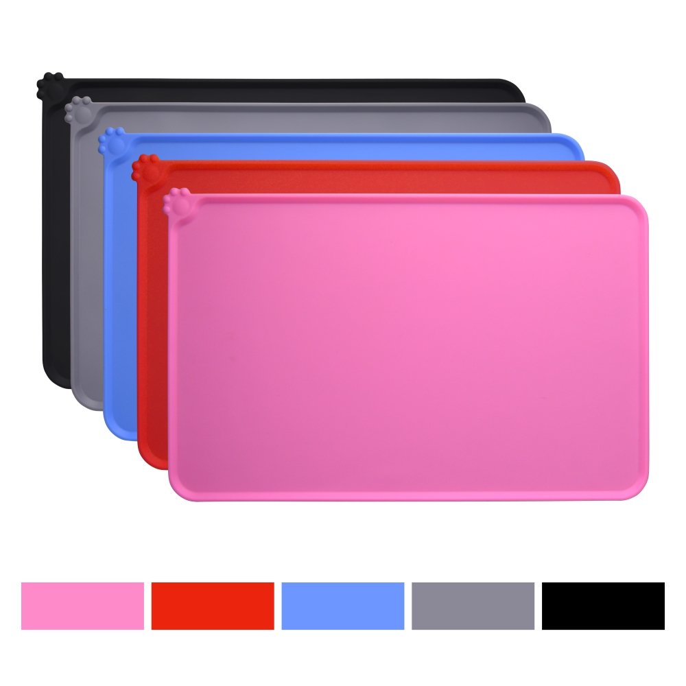 Dog Food Mat,Silicone Pet Feeding Mats,Non Slip Waterproof Cat Bowl Trays Food Container Placemat for Small Animals (18.5\