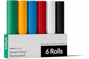 Cricut Smart Permanent Vinyl for Joy Xtra Machine, Sampler Pack (9.5in x 24in, 6 Sheets)