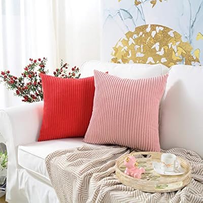 Mernette Decorative Throw Pillow Cover Cushion Covers Pillowcase Home Decor Decorations For Sofa Couch Bed Chair Corduroy Striped Peach Pink 16 X16 2 Pieces Cushion Covers Amazon Com Au
