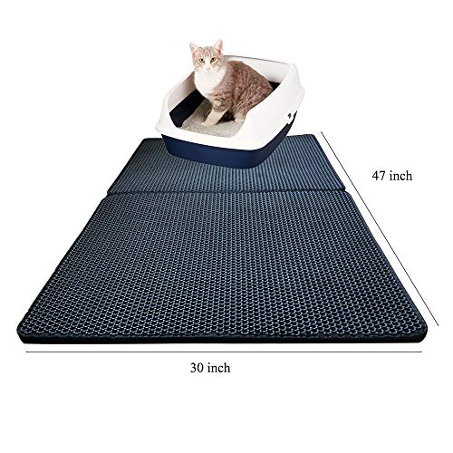 MUNTO Cat Litter Mat, Jumbo Size 30" x 47" Litter Box Mat, Honeycomb Double Layer Water Resistant Cat Litter Trapper