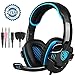 Game Headphone Gaming Headset Noise Cancelling Over Ear Headphone SADES SA-708GT 3.5mm Stereo Sound Music with Mic Volume Control LED light Gamer Headphone for PS4 XBOX 360 Tablet PC Mobile Phones