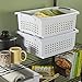 Sterilite 16648006 Large Stacking Basket, White Basket w/ Titanium Accents, 6-Pack