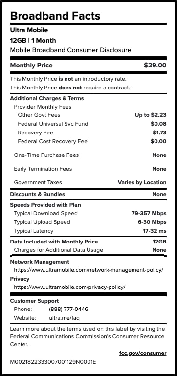 $29/mo. Ultra Mobile Prepaid Phone Plan with Unlimited Talk, Text, & 12GB of 5G • 4G LTE Data for 1 Month (3-in-1 SIM Card Kit)