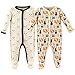 Hudson Baby Unisex Baby Cotton Sleep and Play Coverall, Cream Forest, 3-6 Months 6M US