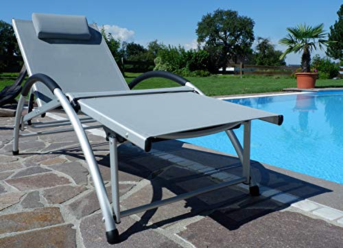 ALEOS. Gartenliege Sonnenliege Fitnessliege Bauchmuskeltrainer stabile Aluminium Konstruktion mit atmungsaktiven Kunststoffgewebe und Kopfpolster FIT-GRAU – Bild 8