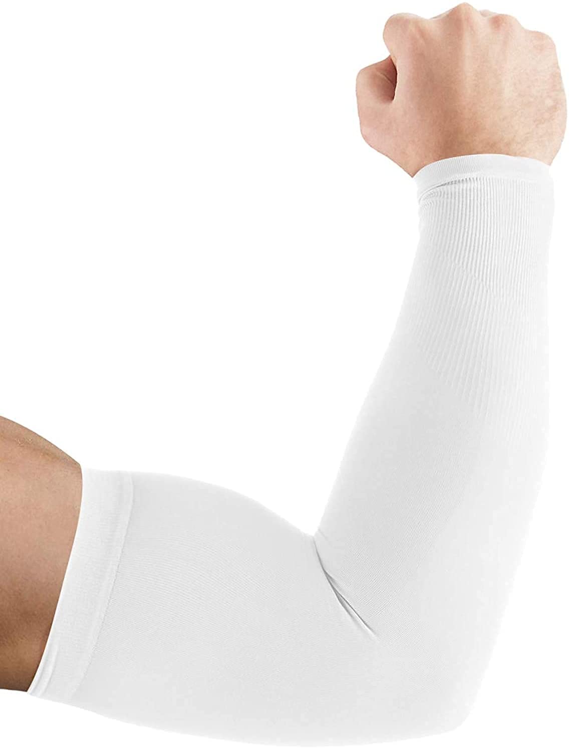 Ruiuzioong Cooling Arm Sleeves UV Protection Arm Sleeves Cooling Repellent Arm Cover Sun-Protection for Cycling, Driving, Outdoor Sports, Golf, Basketball Sleeves for Men Women (White)