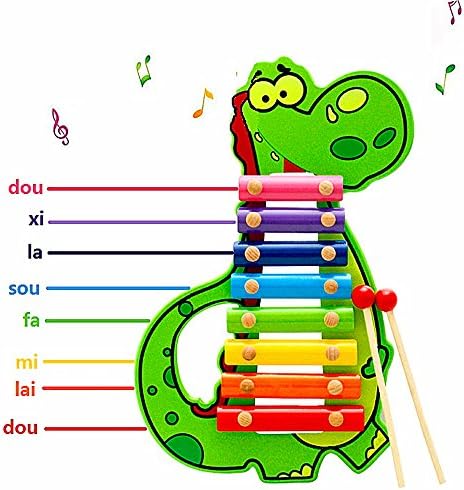 Urmydear Minibaby Baby Kid 8 Tones Colorful Hand Knock Piano Enlightenment Musical Toy with Wood Mallets(Dinosaur)