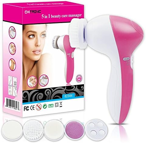 GHG Beauty Care 5 in 1 Multi-Function Portable Electric Facial Cleansing Face Brush Massager Scrubber Cosmetic Sponge