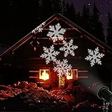 EAMBRITE Moving Flurry Snowflake Spotlight LED Projector Light Xmas Decorative Light for Indoor and Outdoor Use (White)