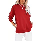 LEEDYA Women Long Sleeve Sweatshirts Crew Neck Casual Pullover Sweaters Loose Lightweight Solid Color Blouse Tops