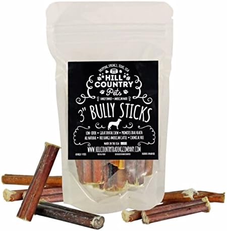 Bully Sticks Dog Chews 3 Inch 10 Count Made in the USA by Hill Country Pets