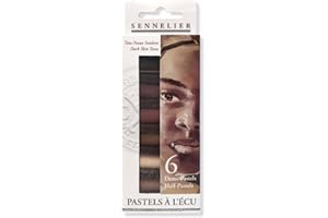 Sennelier Extra-Soft Half Pastel 6 Stick Set, 6 Count (Pack of 1), Portrait Dark Tones
