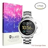 For Fossil Q Explorist Screen Protector, Lamshaw Full Coverage Tempered Glass Screen Protector for Gen 3 Smartwatch (Full Coverage-3 Pack)