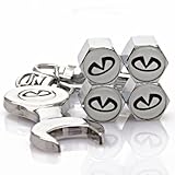 D&R® Wrench Keychain Chrome Tire Valve Stem Caps for Infiniti