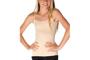 Malibu Sugar Girls Sleeveless Camisole Tank Top Camis – Side Ribbed Undershirt Tank Tops for Layering One Size Fits Age 10-14