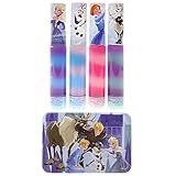 Townley Girl Frozen Sparkly Lip Gloss for Girls, 4 Pack with Decorative Tin