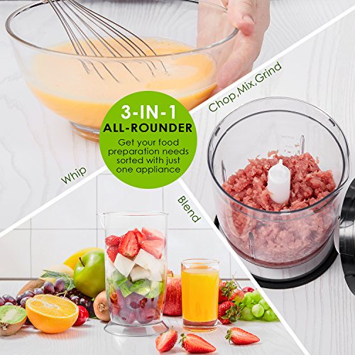 [- Stabmixer 12 Geschwindigkeitsstufen Aicok, 4 in 1 Pürierstab 800W, 500ml Küchenmaschin
