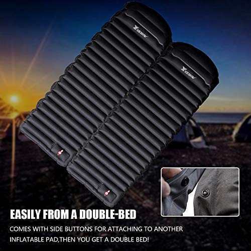 YSXHW Self Inflating Camping Sleeping Pad with Pillow, Thick 4.7 Inch Ultralight Camping Mat Waterproof PVC Camping Mattress for Backpacking, Traveling, Hiking - Black Built in Pump