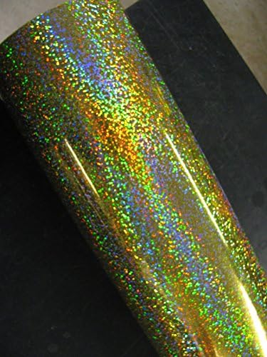 Sequins Holographic Glitter Sign Vinyl, with Self-Adhesive (24 inch x 30 ft, Gold)