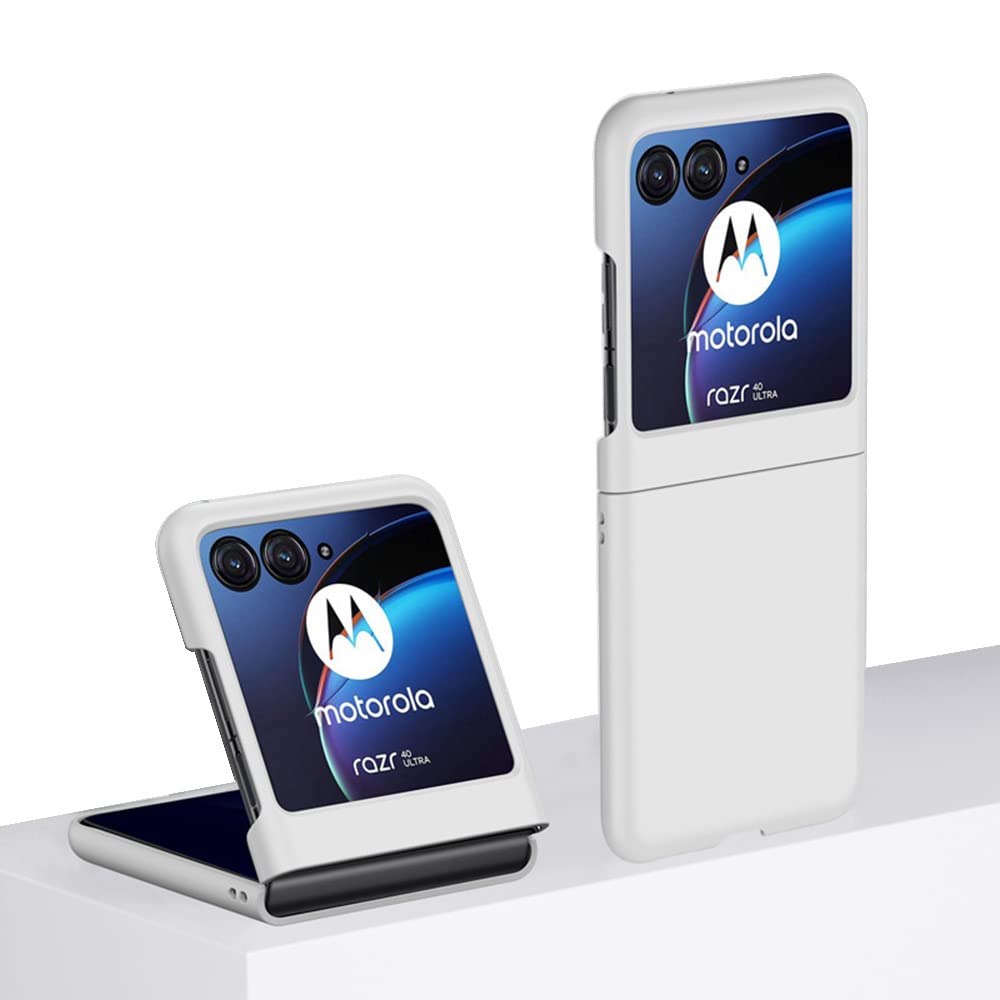 QINOUK Case for Motorola Razr 40 Ultra, [Anti-Scratch] Ultra-thin Hard PC Protective Case Shockproof, Filp Cover for Motorola Razr 40 Ultra-White
