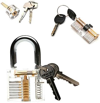 Set of 3 Professional Practice Lock Set,Transparent Visible Cutaway for Locksmith Lock Training Trainer with 2 keys
