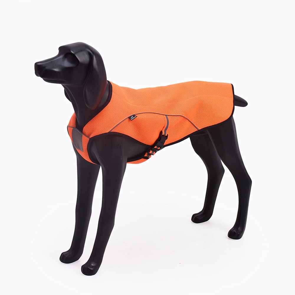 BlackDoggy Cooling Vest for Dogs, Adjustable Buckles & Reflective Trim Summer Hiking/Walking Gear, Warm Jacket Dual Purpose Design (Medium, Orange)