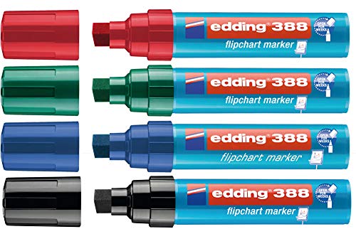 edding Flipchart Marker 388 Assorted Chisel Tip 4.0-12.0 mm Pack of 4