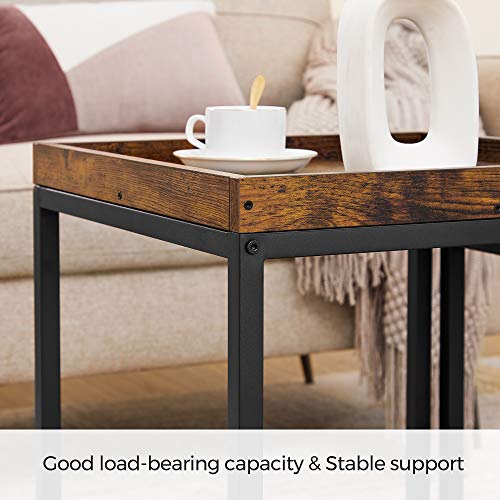 VASAGLE Coffee Tables, Set of 2 Side Tables, End Tables with Raised Edges, Nesting Tables for